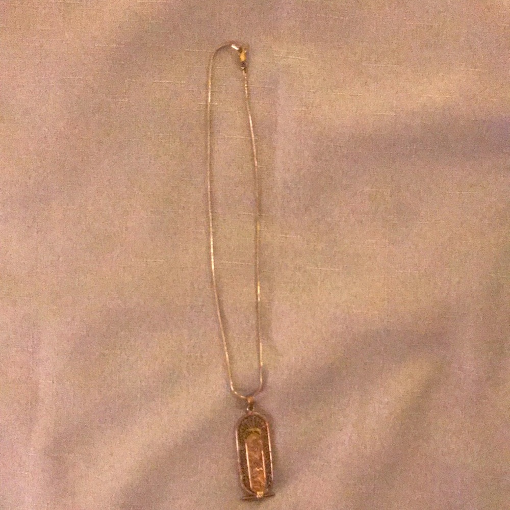 Egyptian 925 Silver Hieroglyphics Pendant Necklace